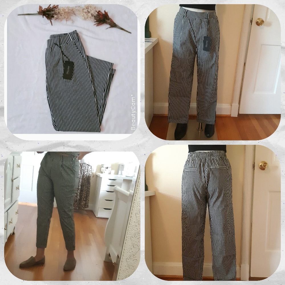 *ShineStar* Black and white stripes jogger pant